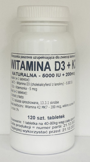 Witamina D3+K2 MK-7  5 000UI+200mcg Podkowa