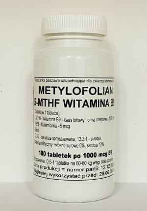 Witamina B9 - Metylofolian 5-MTHF - tabletki 1000mcg 100 tabletek Podkowa