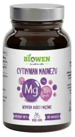 Cytrynian Magnezu+ Witamina B6 100 Kapsułek - Biowen