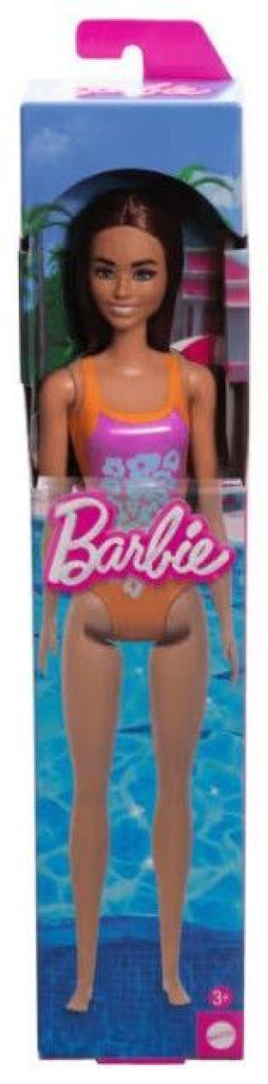 Mattel Barbie: Beach - Light Brown Hair Doll Wearing Tropical Pink and Orange