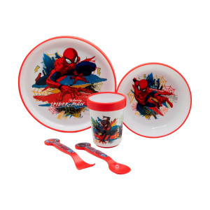 Stor: Marvel Spiderman - 5 Pcs Non Slip Bicolor Premium Set (Plate Bowl Tumbler