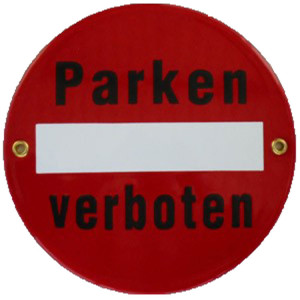 Emailschild "Parken verboten"