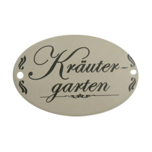 Großes Gartenschild oval 15 x 10 cm (Ausführung: Kräutergarten)