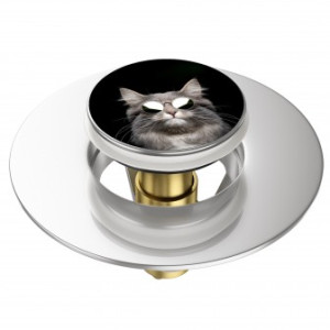 WCShop24 Pop-Up Waschbeckenstöpsel Cool Cat