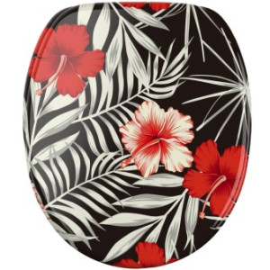 WCShop24 WC-Sitz mit Absenkautomatik Hibisca - Premium Toilettendeckel direkt vom Hersteller
