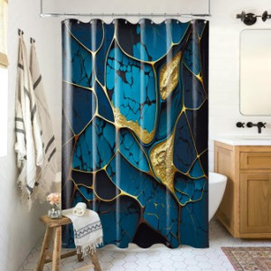WCShop24 Duschvorhang Marmor Cobalt 180 x 200 cm