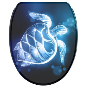 WCShop24 WC-Sitz mit Absenkautomatik und Schnellverschluss Glow Turtle - Premium Toilettendeckel direkt vom Hersteller