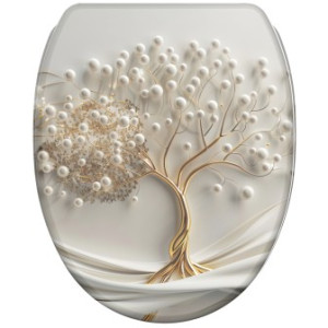 WCShop24 WC-Sitz mit Absenkautomatik und Schnellverschluss Tree of Life - Premium Toilettendeckel direkt vom Hersteller