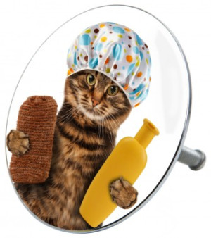 WCShop24 Badewannenstöpsel Shower Cat