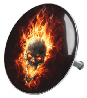 WCShop24 Badewannenstöpsel Totenkopf in Flammen