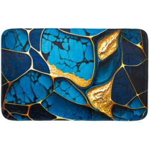 WCShop24 Badteppich Marmor Cobalt 50 x 80 cm