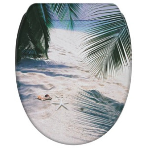 WCShop24 WC-Sitz mit Absenkautomatik und Schnellverschluss Beach - Premium Toilettendeckel direkt vom Hersteller