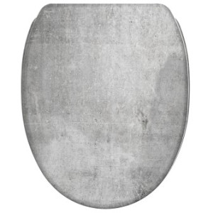 WCShop24 WC-Sitz mit Absenkautomatik und Schnellverschluss Beton - Premium Toilettendeckel direkt vom Hersteller