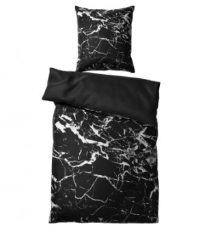 WCShop24 Bettwäsche Marmor Schwarz 135 x 200 cm
