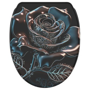 WCShop24 WC-Sitz mit Absenkautomatik und Schnellverschluss Black Rose - Premium Toilettendeckel direkt vom Hersteller