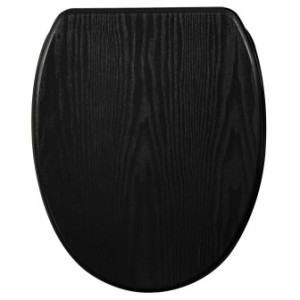WCShop24 WC-Sitz mit Absenkautomatik und Schnellverschluss Black Wood - Premium Toilettendeckel direkt vom Hersteller