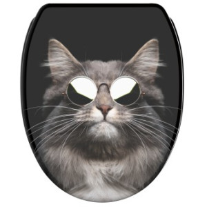 WCShop24 WC-Sitz mit Absenkautomatik und Schnellverschluss Cool Cat - Premium Toilettendeckel direkt vom Hersteller