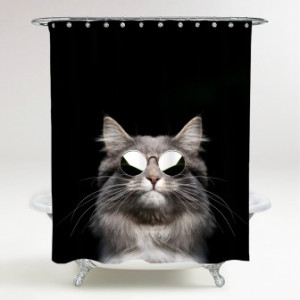 WCShop24 Duschvorhang Cool Cat 180 x 200 cm