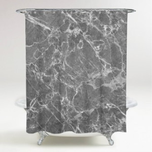 WCShop24 Duschvorhang Marmor Grau 180 x 200 cm