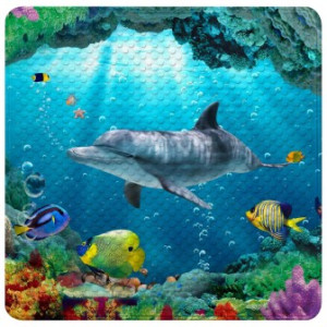 WCShop24 Badematte Delphin Korallen 53 x 53 cm