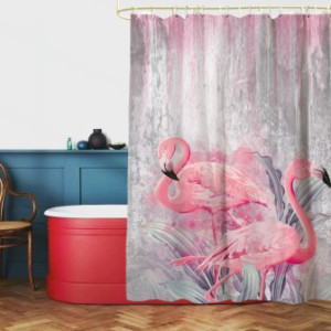 WCShop24 Duschvorhang Flamingo 180 x 200 cm