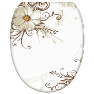 WCShop24 WC-Sitz mit Absenkautomatik und Schnellverschluss Flower - Premium Toilettendeckel direkt vom Hersteller