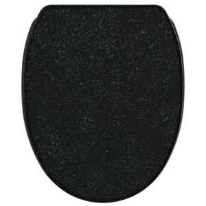 WCShop24 WC-Sitz mit Absenkautomatik und Schnellverschluss Glitzer Schwarz - Premium Toilettendeckel direkt vom Hersteller