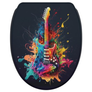 WCShop24 WC-Sitz mit Absenkautomatik und Schnellverschluss Guitar - Premium Toilettendeckel direkt vom Hersteller