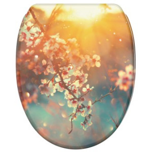 WCShop24 WC-Sitz mit Absenkautomatik und Schnellverschluss Kirschblüte - Premium Toilettendeckel direkt vom Hersteller