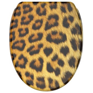 WCShop24 WC-Sitz mit Absenkautomatik und Schnellverschluss Leopardenfell - Premium Toilettendeckel direkt vom Hersteller