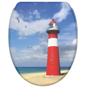 WCShop24 WC-Sitz mit Absenkautomatik und Schnellverschluss Leuchtturm - Premium Toilettendeckel direkt vom Hersteller