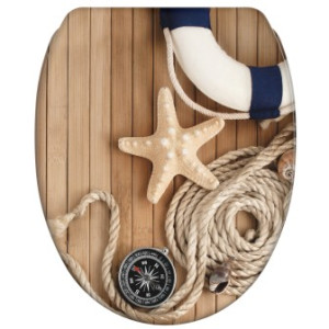 WCShop24 WC-Sitz mit Absenkautomatik und Schnellverschluss Maritime - Premium Toilettendeckel direkt vom Hersteller