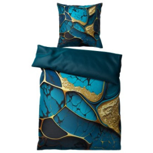 WCShop24 Bettwäsche Marmor Cobalt 135 x 200 cm