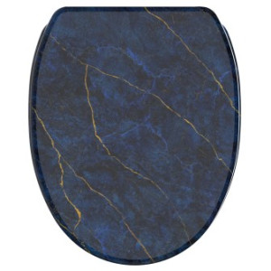 WCShop24 WC-Sitz mit Absenkautomatik und Schnellverschluss Marmor Darkblue - Premium Toilettendeckel direkt vom Hersteller