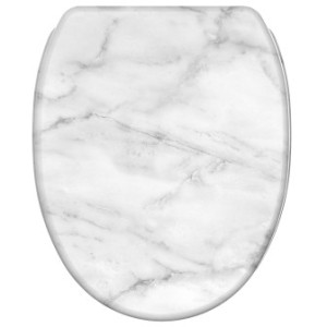WCShop24 WC-Sitz mit Absenkautomatik und Schnellverschluss Marmor - Premium Toilettendeckel direkt vom Hersteller