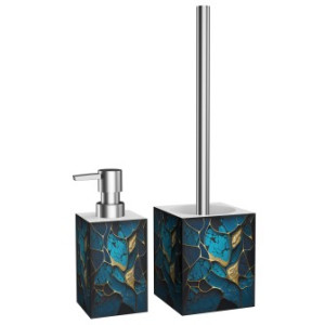 WCShop24 Badezimmer Set Marmor Cobalt