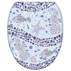 WCShop24 WC-Sitz mit Absenkautomatik und Schnellverschluss Mosaic World - Premium Toilettendeckel direkt vom Hersteller