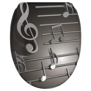 WCShop24 WC-Sitz mit Absenkautomatik und Schnellverschluss Musical Notes - Premium Toilettendeckel direkt vom Hersteller