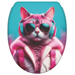 WCShop24 WC-Sitz mit Absenkautomatik und Schnellverschluss Neon Cat - Premium Toilettendeckel direkt vom Hersteller