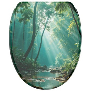 WCShop24 WC-Sitz mit Absenkautomatik und Schnellverschluss Rainforest - Premium Toilettendeckel direkt vom Hersteller