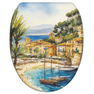 WCShop24 WC-Sitz mit Absenkautomatik und Schnellverschluss Riviera - Premium Toilettendeckel direkt vom Hersteller