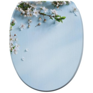 WCShop24 WC-Sitz mit Absenkautomatik und Schnellverschluss Sakura - Premium Toilettendeckel direkt vom Hersteller
