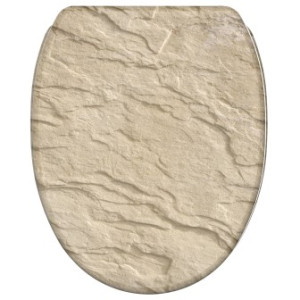 WCShop24 WC-Sitz mit Absenkautomatik und Schnellverschluss Sand Stone - Premium Toilettendeckel direkt vom Hersteller