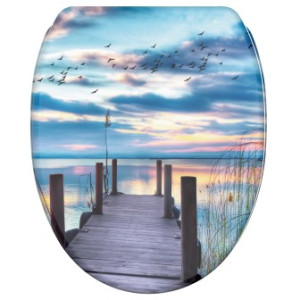 WCShop24 WC-Sitz mit Absenkautomatik und Schnellverschluss Sunset - Premium Toilettendeckel direkt vom Hersteller
