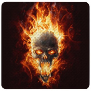 WCShop24 Badematte Totenkopf in Flammen 53 x 53 cm