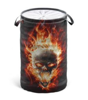 WCShop24 Wäschekorb Totenkopf in Flammen
