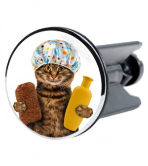 WCShop24 Waschbeckenstöpsel Shower Cat