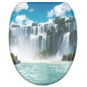 WCShop24 WC-Sitz mit Absenkautomatik und Schnellverschluss Wasserfall - Premium Toilettendeckel direkt vom Hersteller