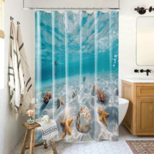 WCShop24 Duschvorhang Waterworld 180 x 200 cm