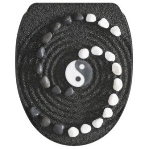 WCShop24 WC-Sitz mit Absenkautomatik und Schnellverschluss Yin Yang - Premium Toilettendeckel direkt vom Hersteller